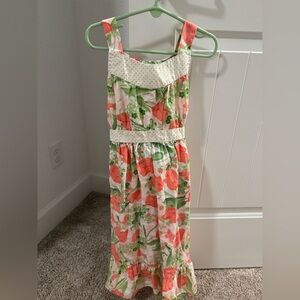 Sweet Heart Rose floral pink and green cotton dress size 7